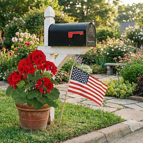 18-Inch Outdoor Artificial Red Geranium Flowers - 2 Pack UV Resistant Silk Decor