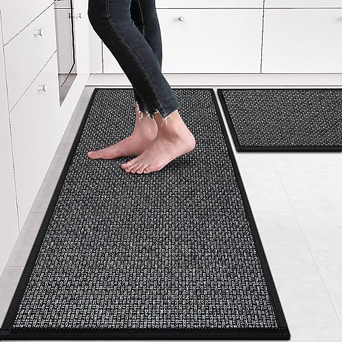 2-Piece Washable Kitchen Rug Set, Non-Slip Absorbent Runner Floor Mats