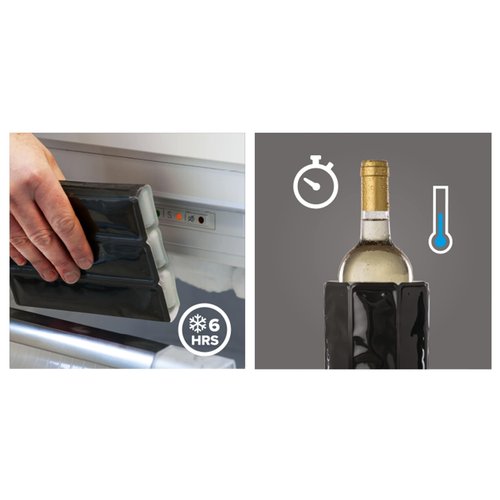 Vacu Vin Wine Cooler Hexo – Graphite – Modern Active Wine Bottle Chiller with Removable Cooling Sleeve – Geometric Design – Reusable, Ice-Free Cooler – Fits Standard Bottles – Tabletop Wine Accessory