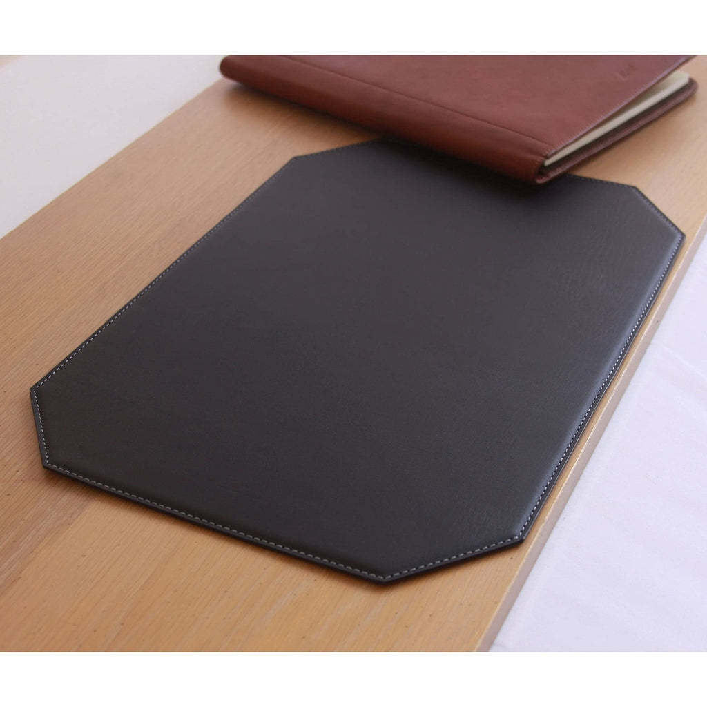Dacasso Black 17" x 12" Leatherette Cut Corner Placemat