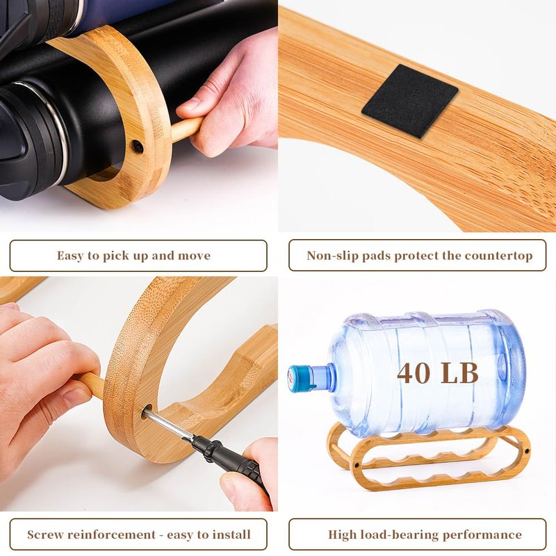 Aixboumo Wine Rack for Cabinet and Countertop - Adjustable in 2 Sizes - 3 Pack (2 Tier + 1 Tier+1 Tier) (Bamboo, Natural)
