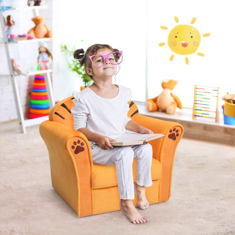 Costzon Kids Couch, Children's Sofa Armrest Chair with Pattern, Toddler Furniture w/Sturdy Wood Construction, Preschool, Lightweight Kids Couch Sofa Chair for Aged 1-5 Boys & Girls Gifts, Lion
