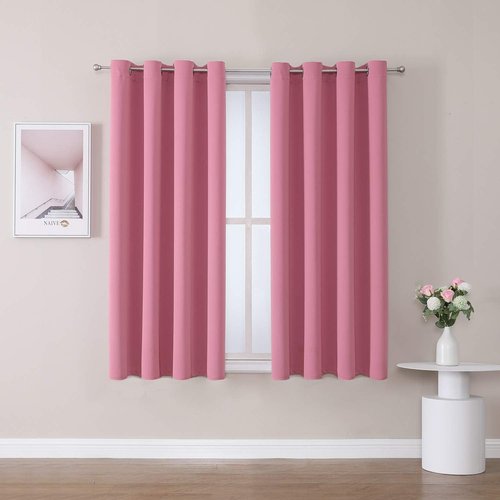 ChrisDowa Grommet Blackout Curtains - Thermal Insulated Room Darkening Panels, Pink, 52W x 45L
