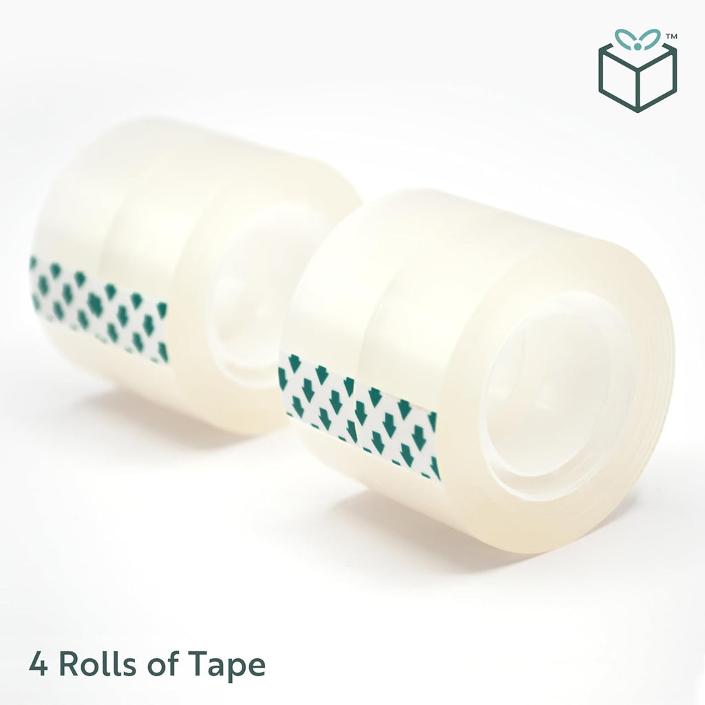 Wrap Buddies Clear Adhesive Tape Rolls - Satin Finish for Crafting & Gift Wrapping - 4 Pack