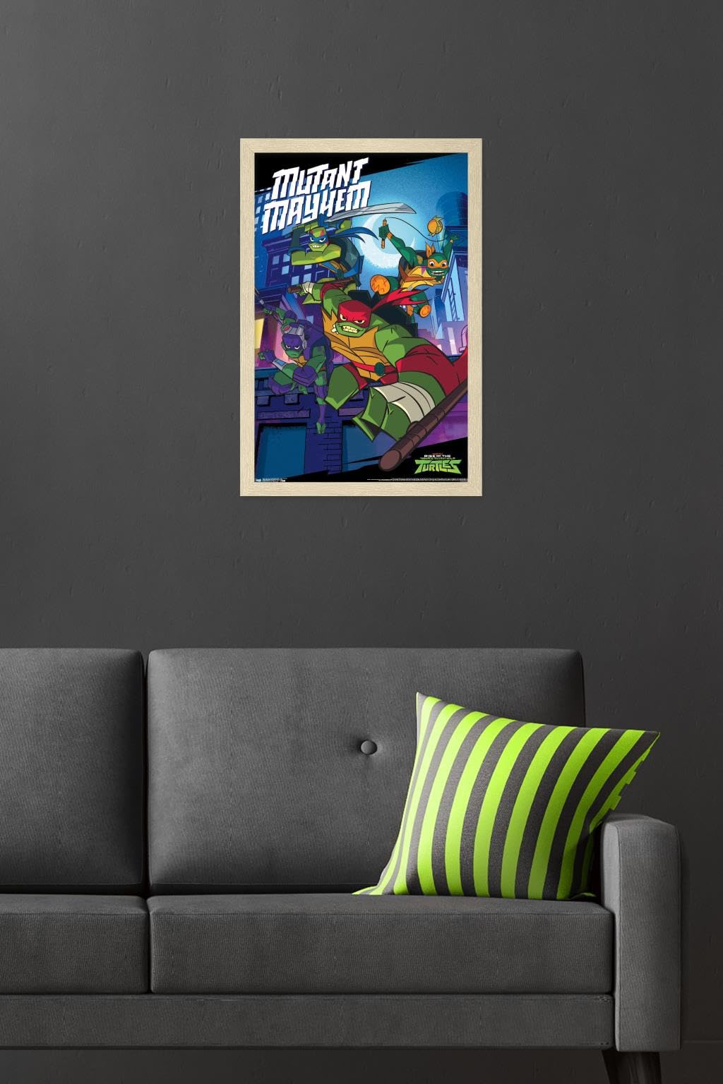 Nickelodeon Rise of The Teenage Mutant Ninja Turtles - Mayhem Wall Poster, 22.4L" x 14.7W", Blonde Framed Version