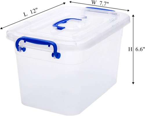 Clear Storage Box by [Brand Name] - 6-Pack 7 Quart Plastic Bins with Latch & Handle