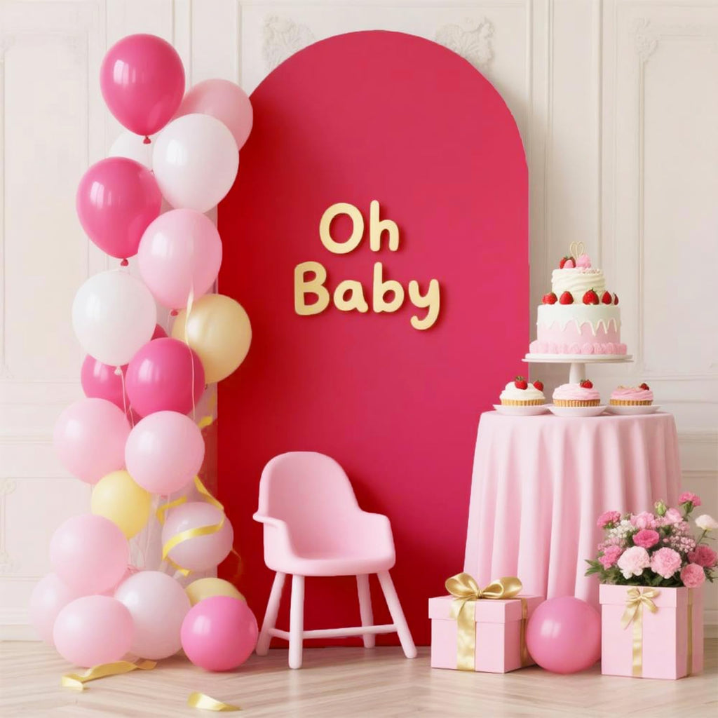Skiennix 7.2 FT Hot Pink Spandex Arch Backdrop Cover - Perfect for Weddings & Baby Showers