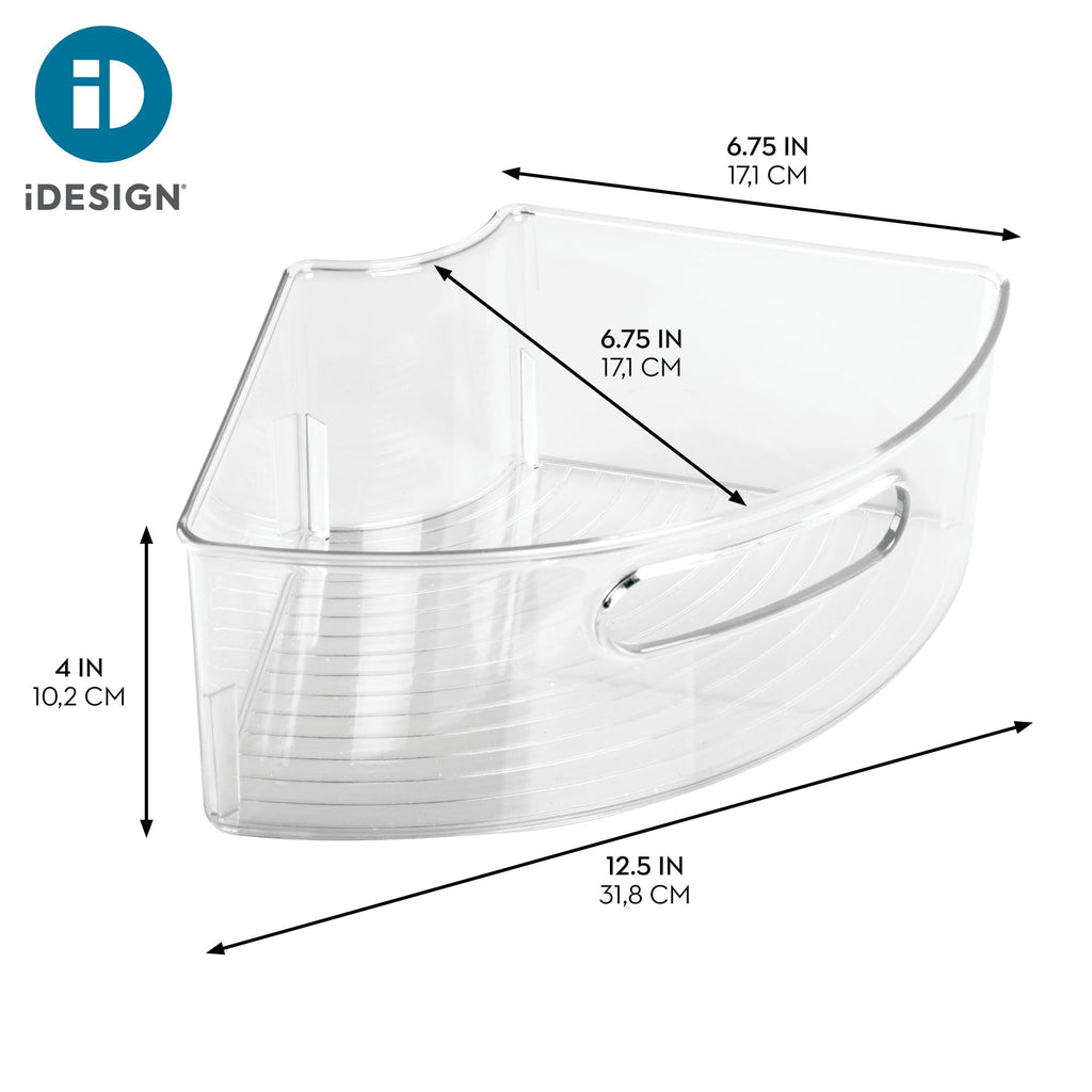 iDesign Plastic Lazy Susan Cabinet Storage Bin, 1/4 Wedge Container for Kitchen, Pantry, Counter, BPA-Free, 12.75" x 7.5" x 4.25", Set of 4, Clear