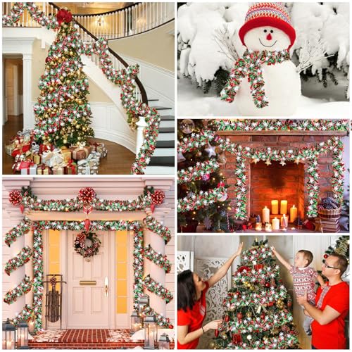 49ft Red & Green Christmas Metallic Tinsel Twist Garland