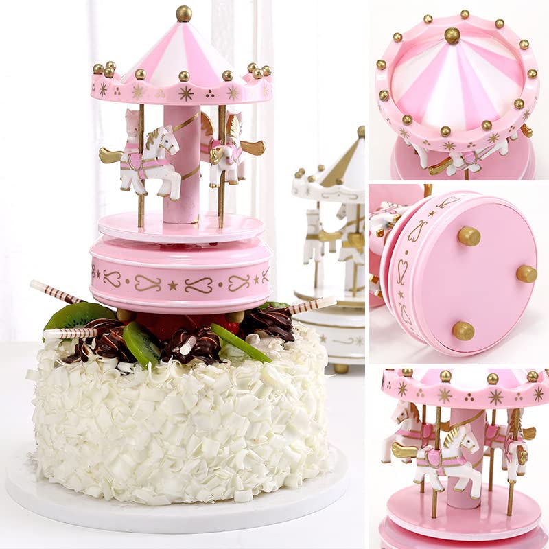 Carousel Music Box Pink Decorative Keepsake Gift for Birthdays and Weddings