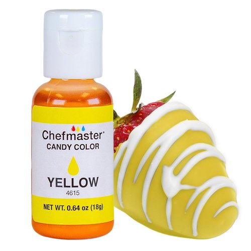 Chefmaster Yellow Candy Color - Professional-Grade Oil-Based Dye for Chocolate, Strawberries & Cake Pops | 0.64 oz