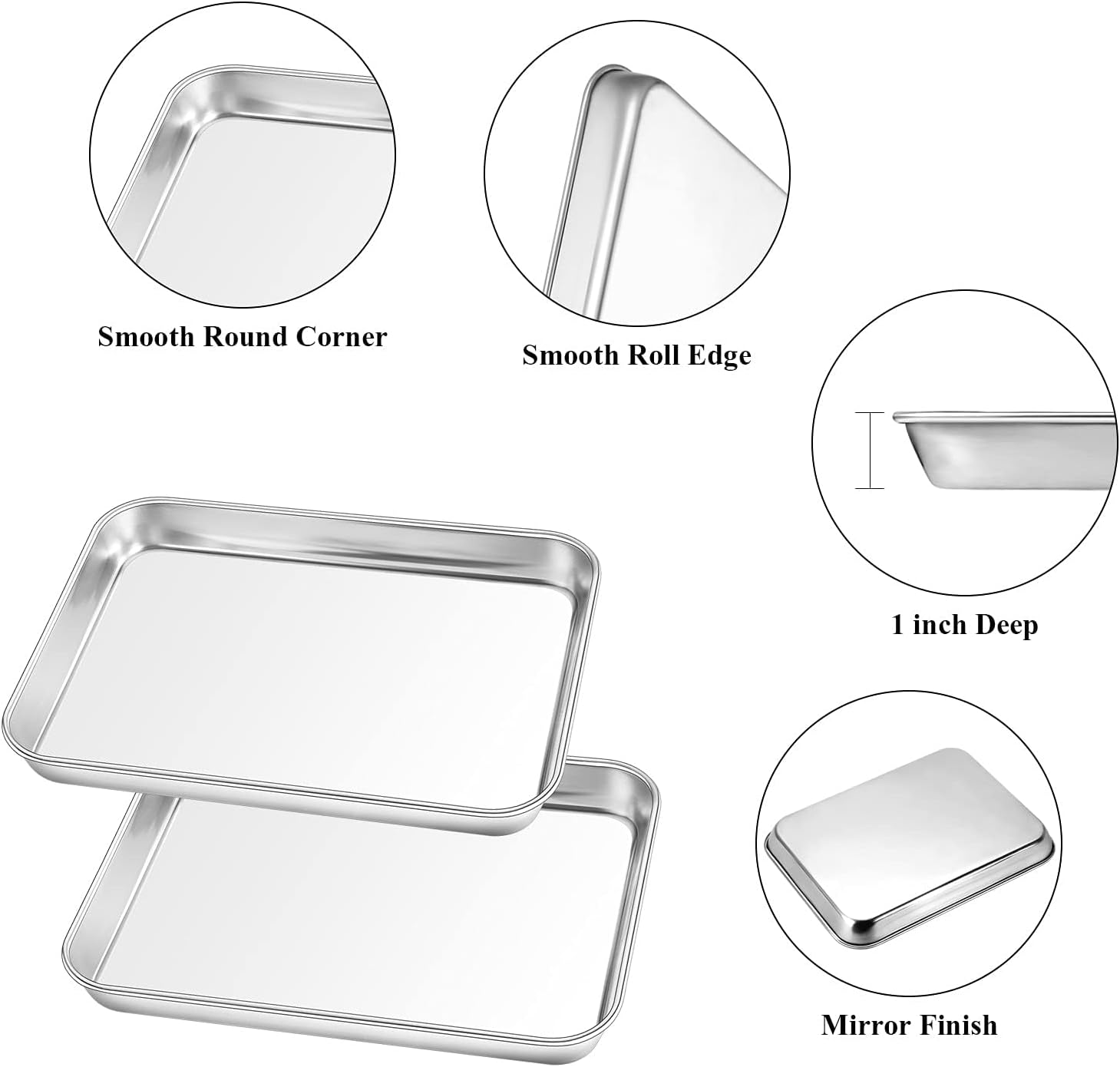 Yododo Baking Sheet Set - 4-Piece Stainless Steel Cookie Tray with Cooling Racks | Non-Toxic, Easy Clean, 9-Inch