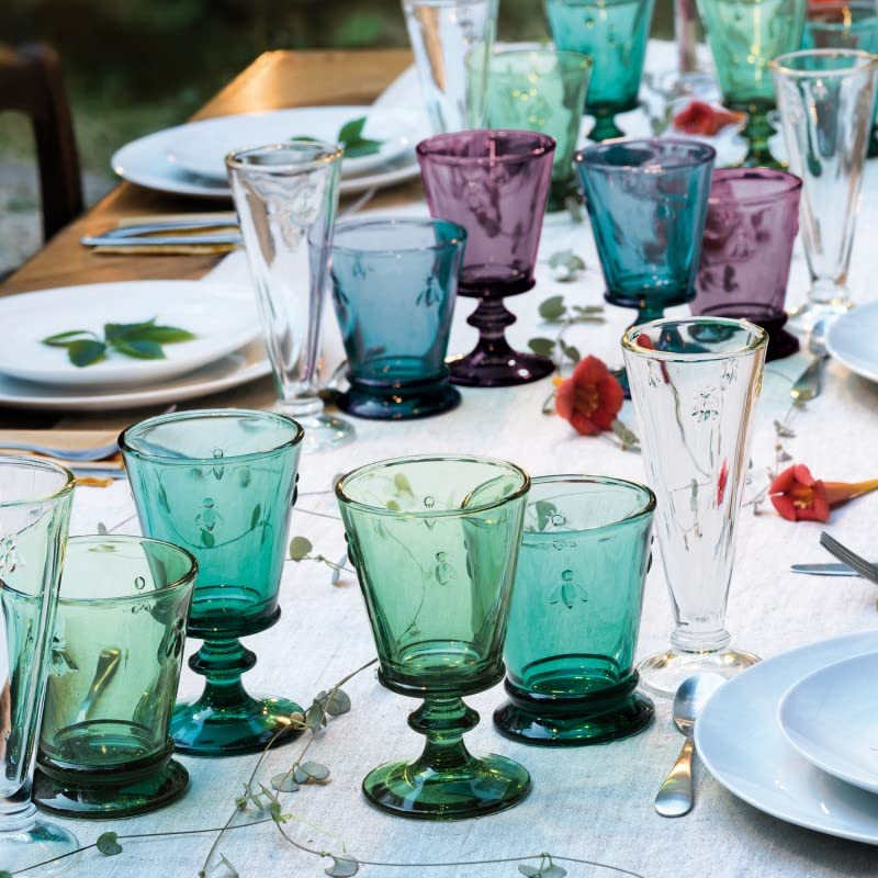 Set of 4 Bee Embossed Drinking Glasses, Multicolored Glassware