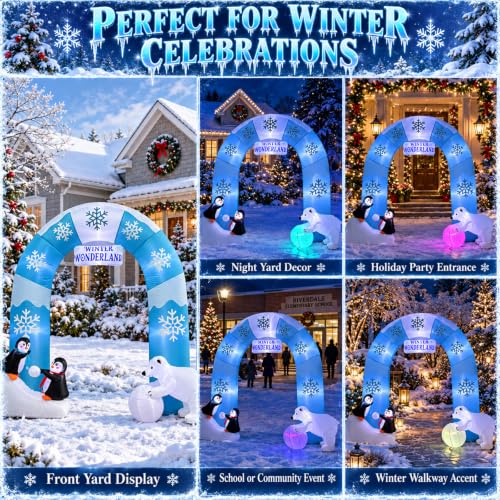 Blue 7.2FT Christmas Inflatable Archway Winter Wonderland Decor with LED Lights