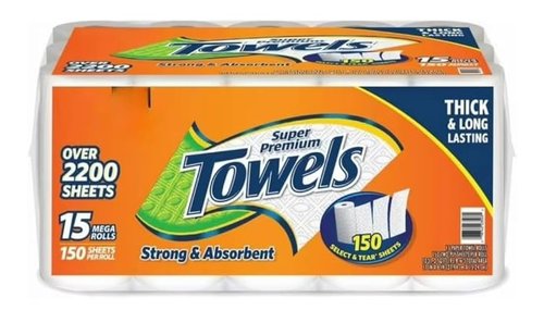 Member's Mark Super Premium Paper Towels - 15 Rolls with 150 Sheets Each | 2 Pack for Ultimate Absorbency