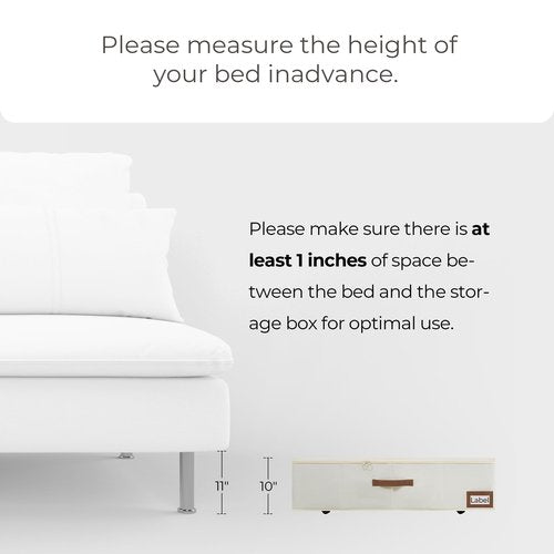 StorageWorks Under Bed Storage with Wheels, 10" Underbed Storage Containers with Lid, 90L Clothes Organizer for Blankets, Sweaters, Bedding, 2-Pack, Beige