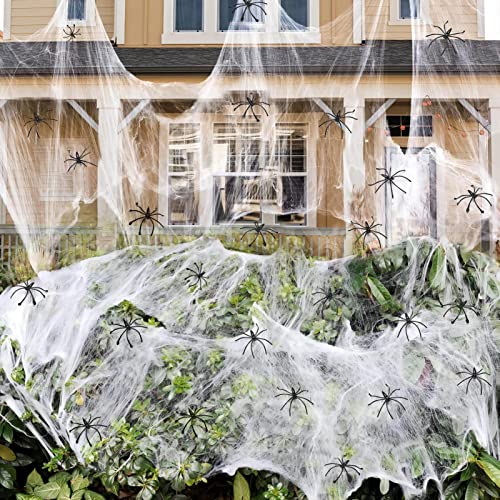 Halloween Spider Web Decorations with 150 Fake Spiders - 1400 sqft