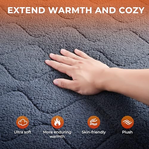 Queen Size Heated Mattress Pad with Dual Control - Sherpa Quilted Electric Bed Cover, Auto Shut Off, Fast Heating, Deep Pocket, Gray - Variation: Sherpa Gray / Queen