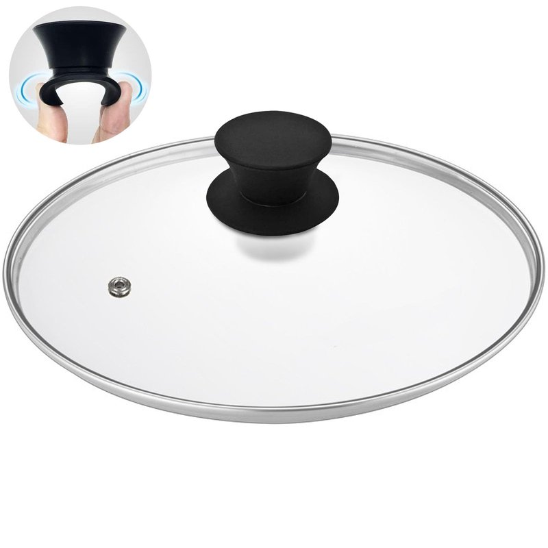 Glass Lid for Cast Iron Pan, Frying Pan, Skillet, Saute Pan, Tempered Glass Cover with Heat Resistant Handle (Stainless Steel Rim, 12.5"/32cm)