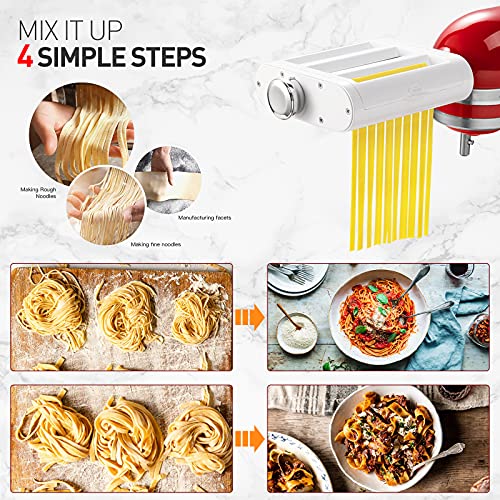 3-in-1 Pasta Maker Attachment Set for Stand Mixers, Stainless Steel