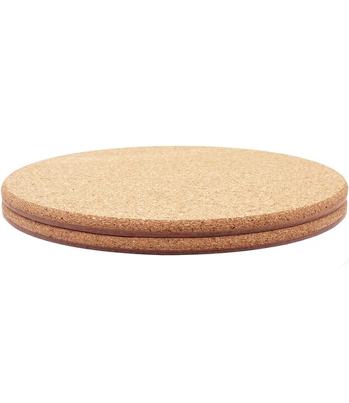 KITLAB Cork Plant Coasters, Double Layers Hard Thick Planter Coaster, 12 Inch Absorbent Mats, Cork Trivets for Hot Dishes, Coasters for House Plants, 2 Pcs