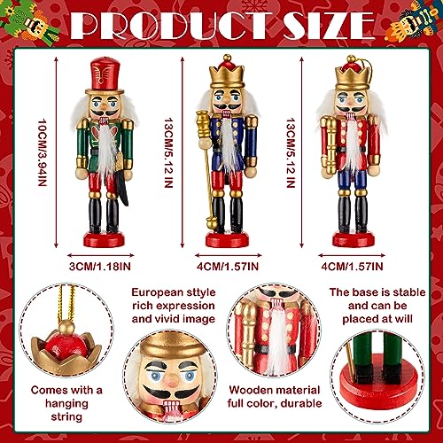 18-Piece Wooden Nutcracker Christmas Ornaments - 5-Inch Holiday Tree Decor