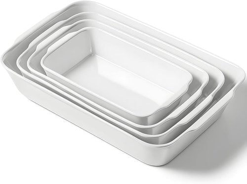 HOMBENE Baking Dish Set - Ceramic Bakeware with Handles | Oven & Microwave Safe | 1.2QT to 4.2QT Sizes