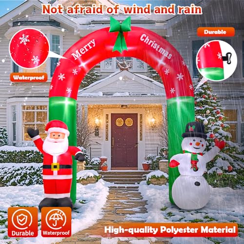8FT Santa Snowman Arch Christmas Inflatable - Outdoor Blow Up Decor by KOOY