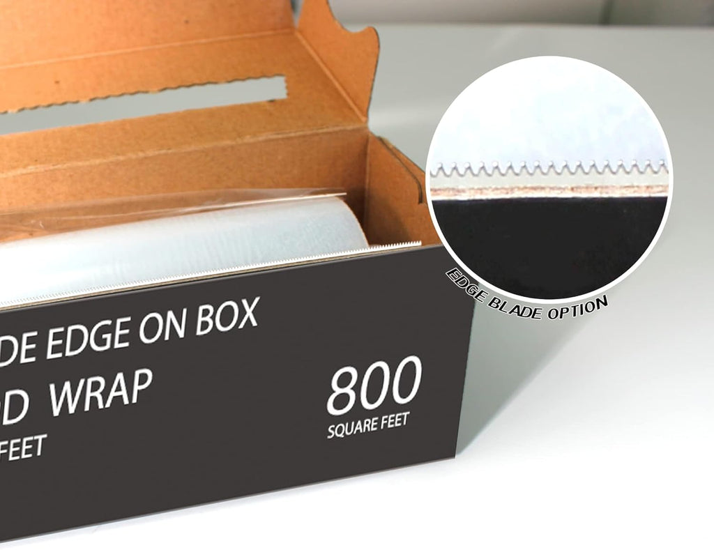 Plastic Food Wrap - BPA-Free, 800 SQ. FT. With Optional Slide Cutter | Extra Cling & No Mess