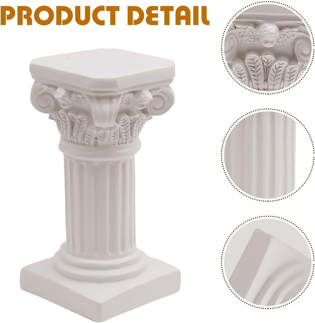 Saihisday White Roman Pillar Candle Holders - Mini Greek Columns for Wedding & Home Decor | 3.9" D x 7.5" H