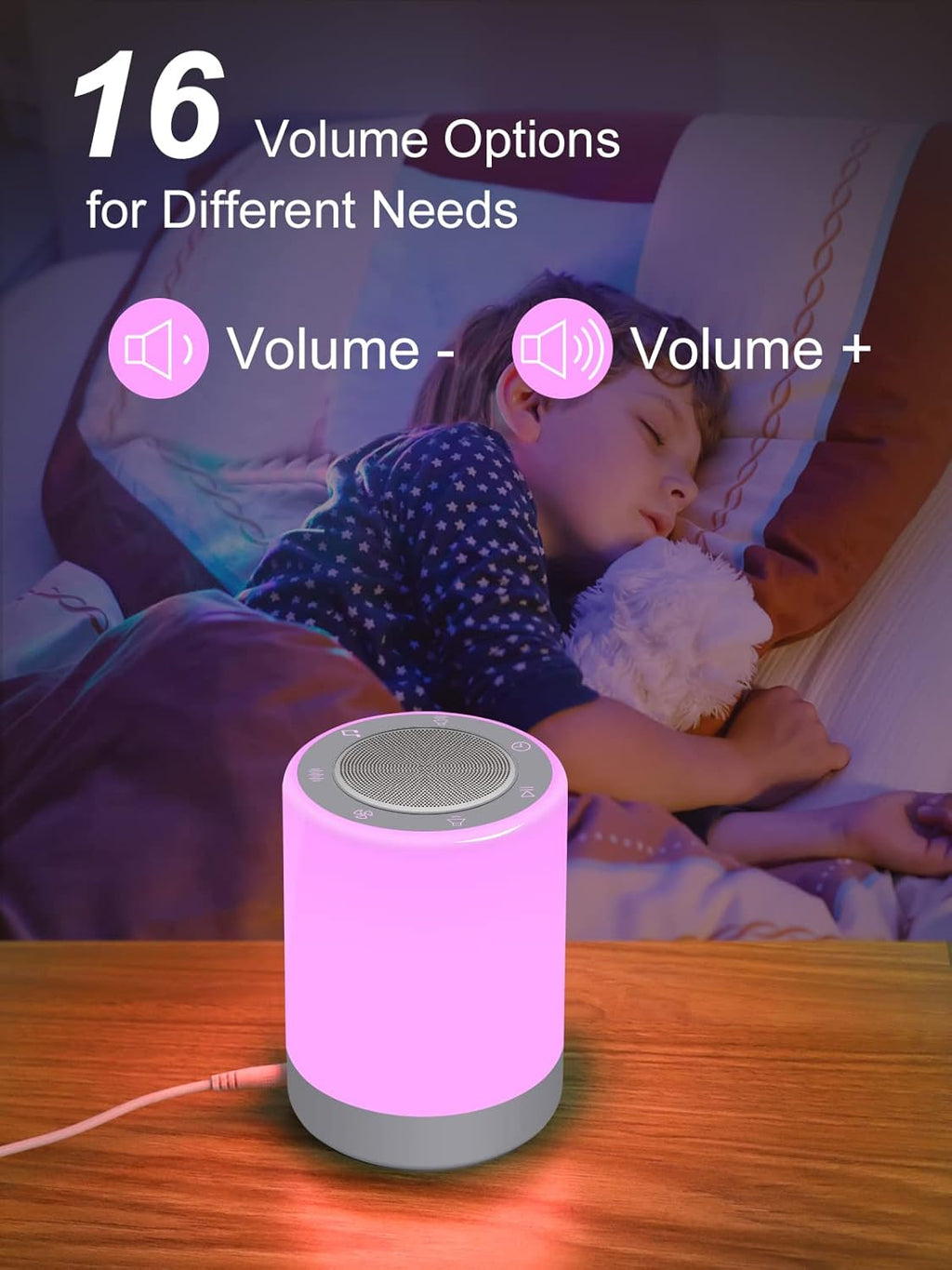 Sound Machine - White Noise Machine for Baby with Night Light & 32 Sounds | 5 Timers & Memory Feature