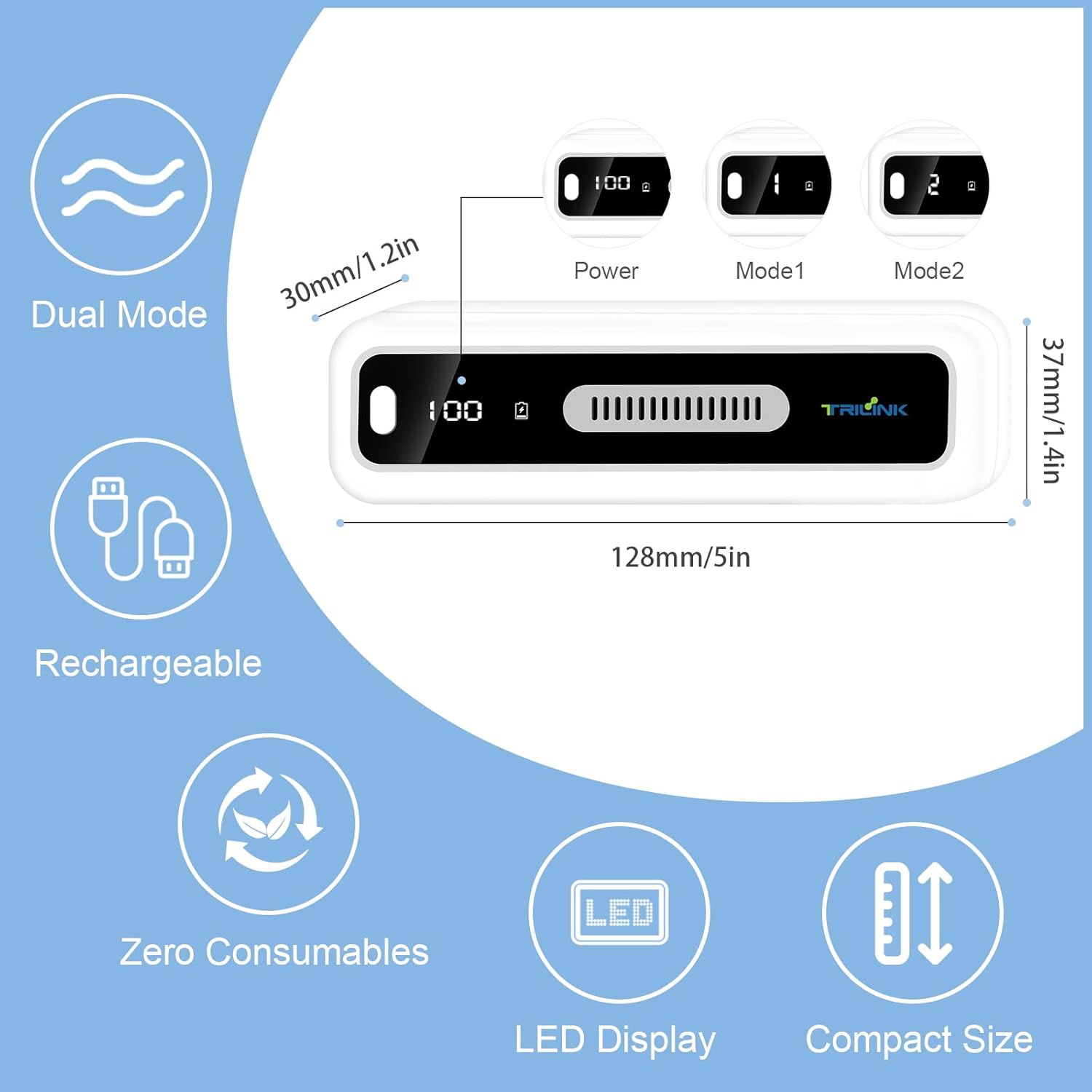 Skiennix Mini USB Fridge Deodorizer - Rechargeable Odor Eliminator with LED Display | Versatile for Fridge, Car, Closet