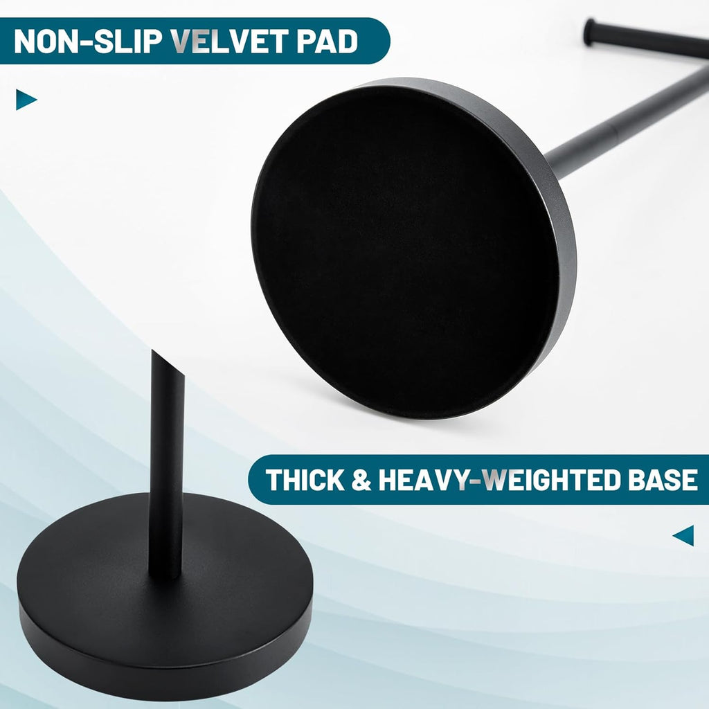 Skiennix Toilet Paper Holder Stand - Rustproof Free-Standing Design with Stable Weighted Base | Black Finish