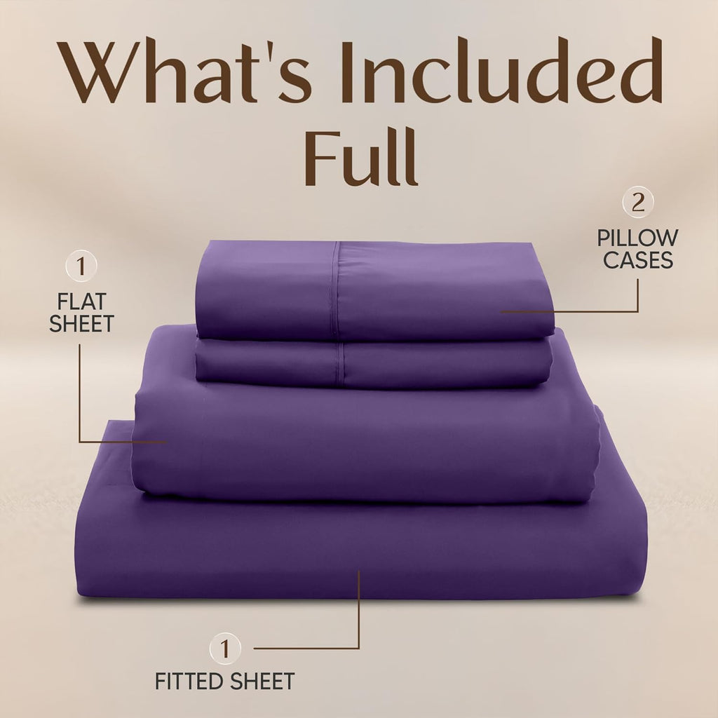 Utopia Bedding Full Size Sheet Set - Soft, Breathable Microfiber, 4-Piece in Eggplant | Oeko Tex Certified