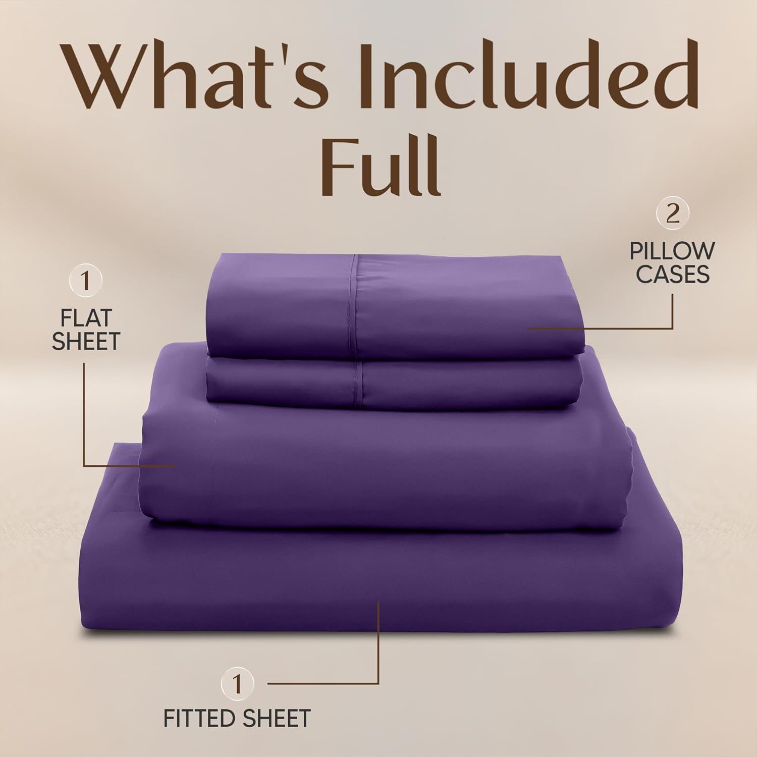 Utopia Bedding Full Size Sheet Set - Soft, Breathable Microfiber, 4-Piece in Eggplant | Oeko Tex Certified