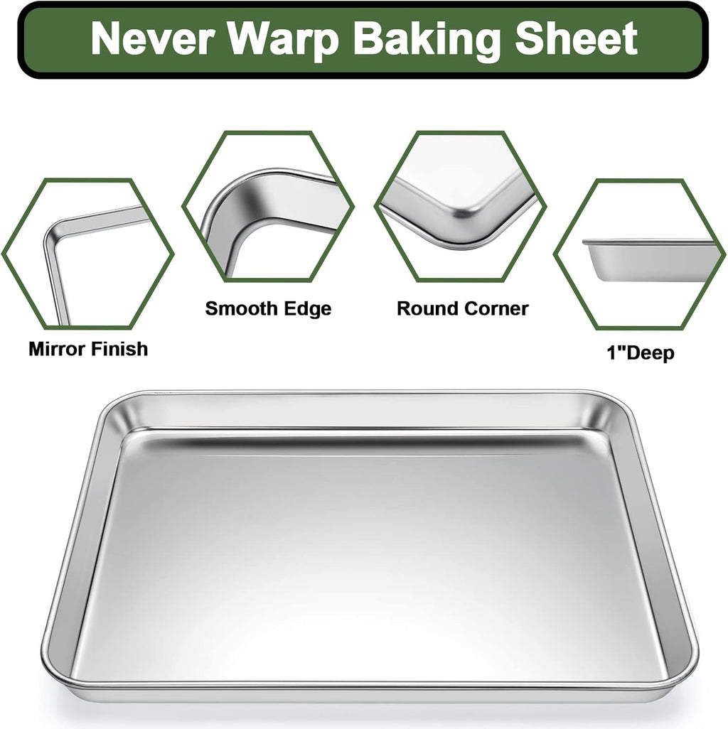 Stainless Steel Baking Sheet Set by [Brand Name] - Heavy Duty Cookie Pan with Cooling Racks & Silicone Mats - Set of 9 (3 Sheets, 3 Racks, Grey)