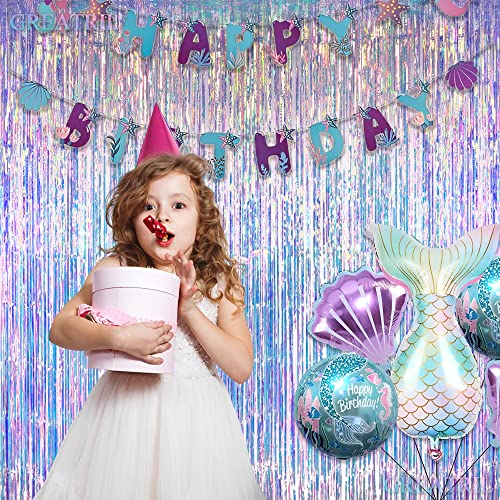 Iridescent Foil Fringe Curtain Backdrop 2 Pcs Holographic Party Streamers