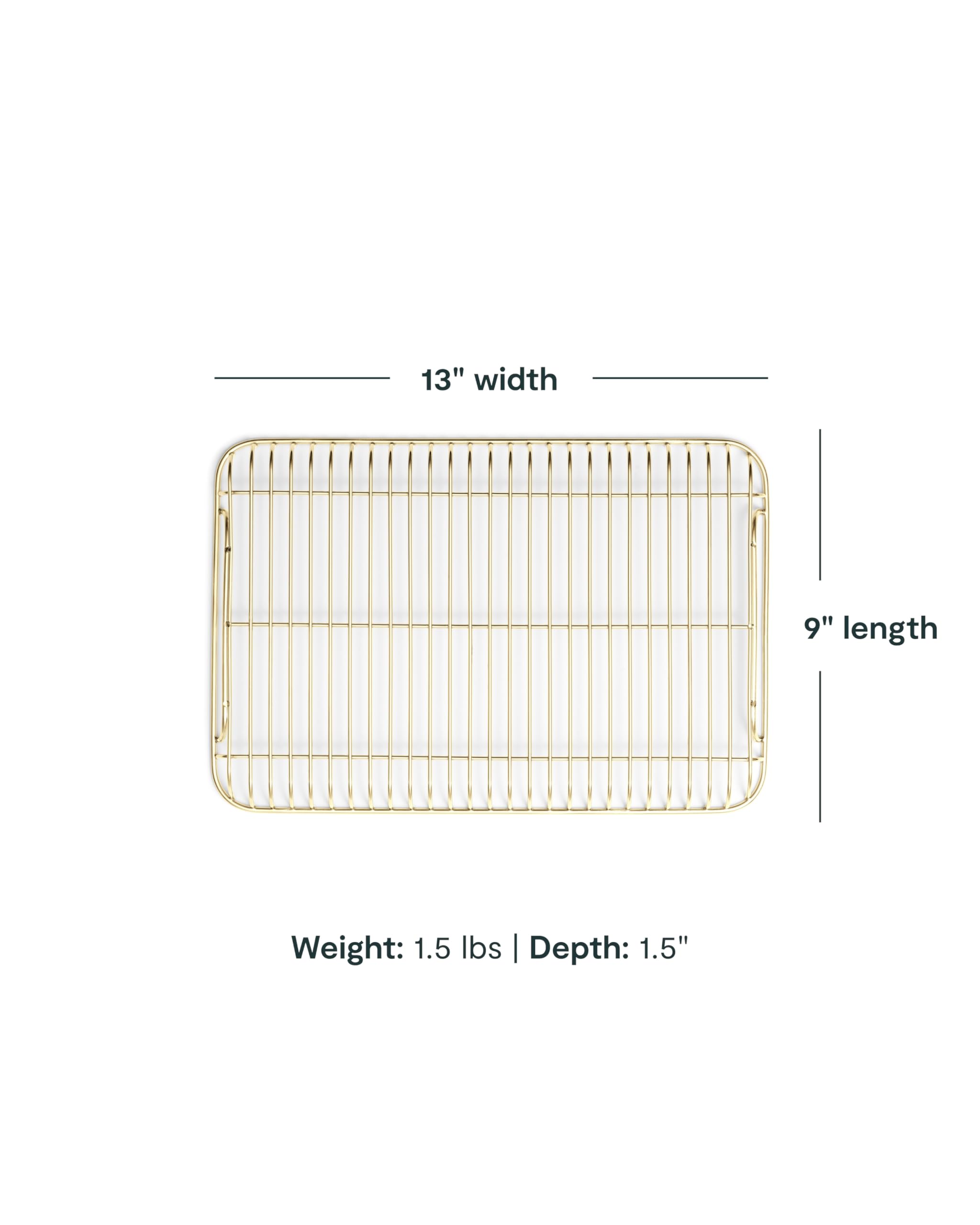 Caraway Stainless Steel Cooling Rack - 9" x 13" - For Cooling Baked Goods, Icing, & More - Designed to Fit Into Our Small Baking Sheet - Gold
