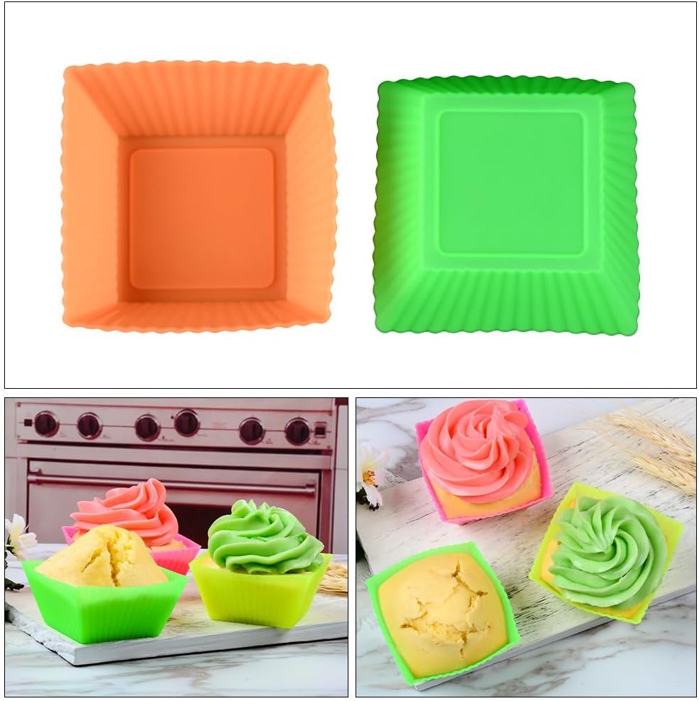 Silicone Baking Cups by [Brand Name] - 24 Pcs Reusable Food-Grade Cupcake Liners in Various Shapes