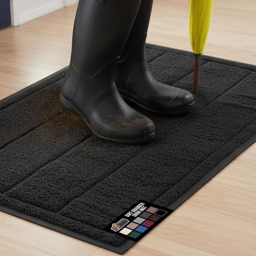 GORILLA GRIP Dirt Grabber Doormat - Durable Mesh Weave, Low Profile, 35x23, Black | Heavy Duty Mud Scraper for High Traffic Areas