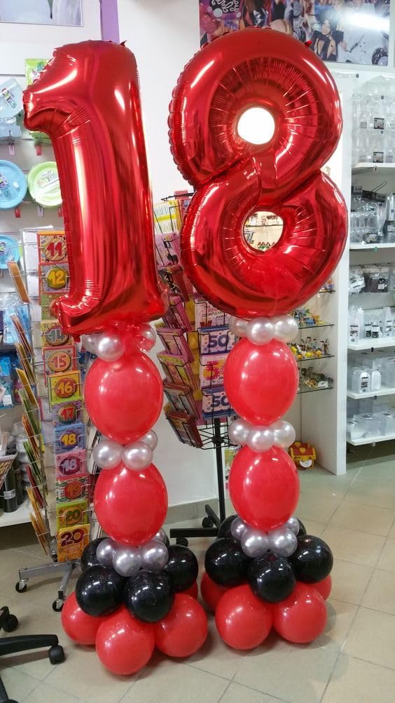 Red 8 Balloon - 40 Inch Number Balloon for Birthday Decorations | Perfect for 8th Party Supplies
