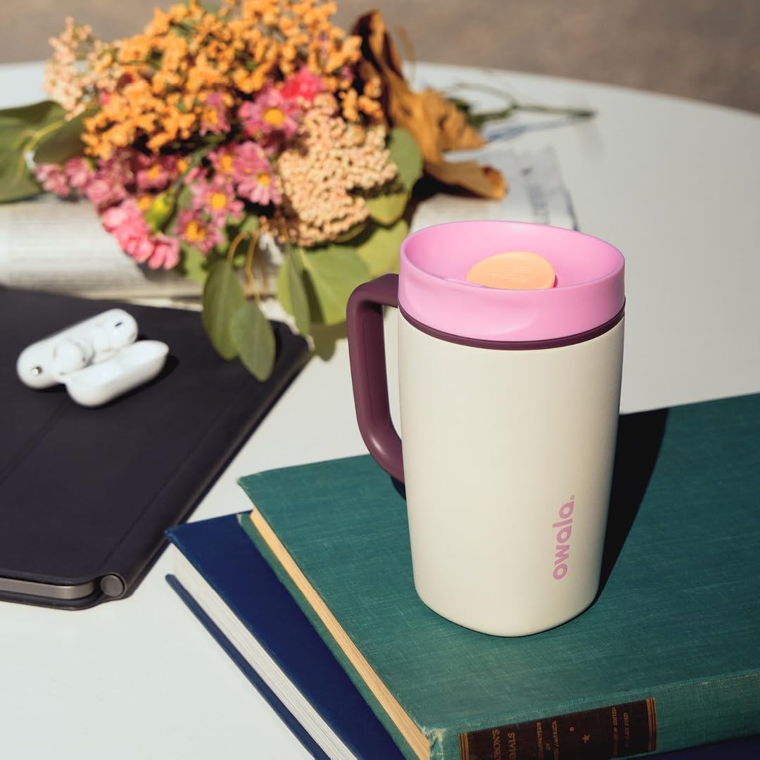 Owala SmoothSip Slider Travel Mug - 12oz Stainless Steel Insulated, Leak Proof, Hot & Cold Drinks, BPA Free