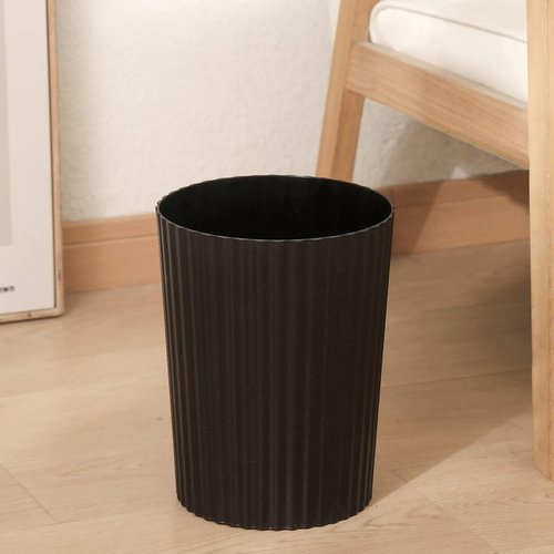JiatuA Round Plastic Trash Can - Compact Wastebasket for Bathroom, Kitchen, Office | Black