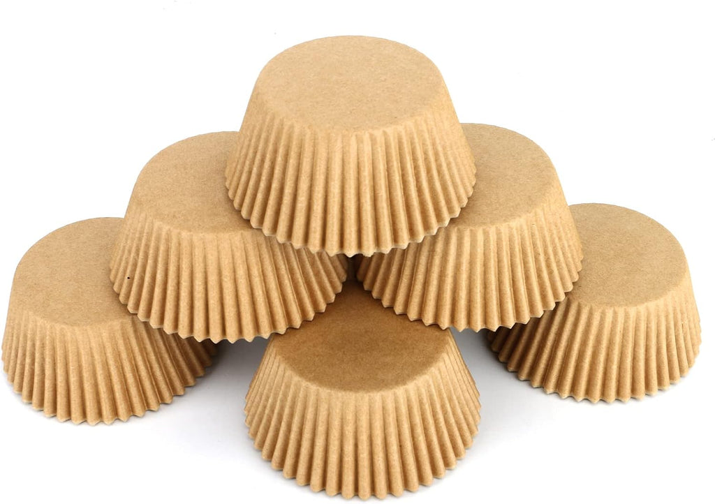 Regine Switzerland 600 Count Natural Cupcake Liners - Food-Grade Greaseproof Paper Muffin Wrappers for Weddings & Birthdays