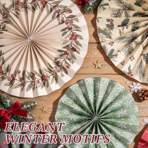 10 Pcs Christmas Hanging Decorations, Paper Fans and Star Lanterns,