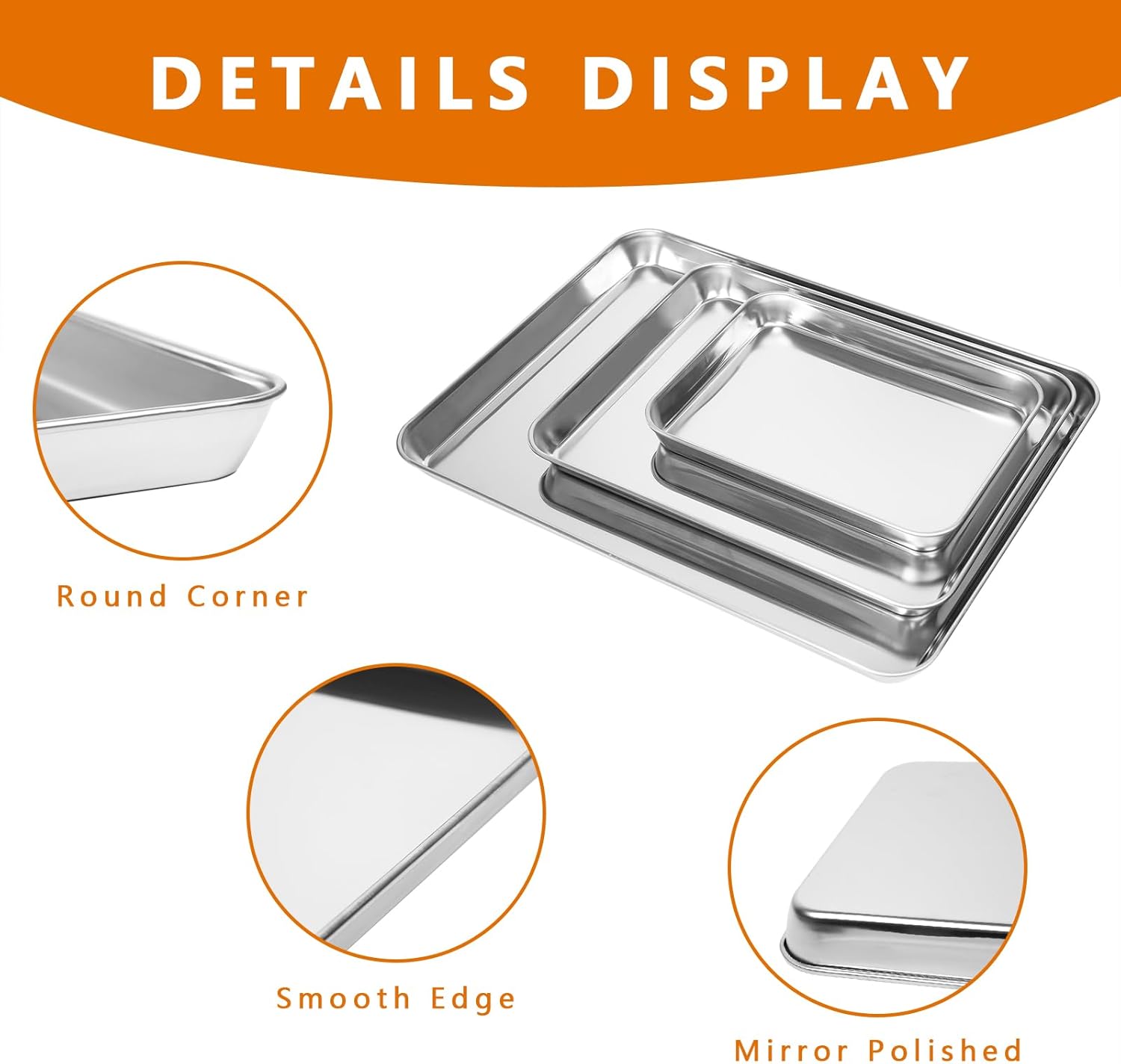 Stainless Steel Baking Sheets by [Brand Name] - Non-Stick, Warp-Resistant & Dishwasher Safe | 9/12/16 Inch