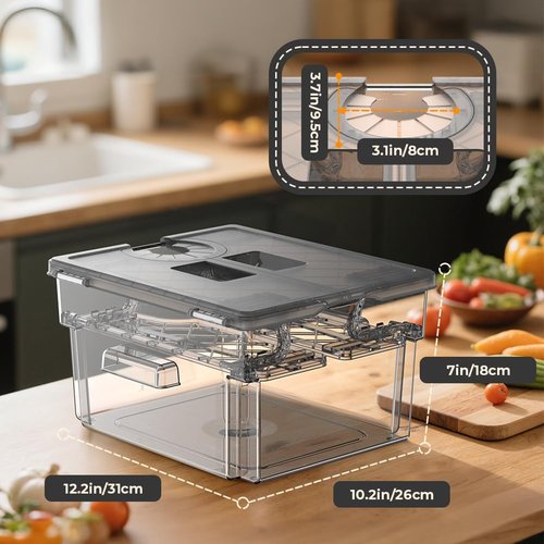Sous Vide Container with Lid and Built-in Rack Double-Door Design 11.6 QT Sous Vide Containers Grey Sous Vide Pot for Most Sous Vide Machines
