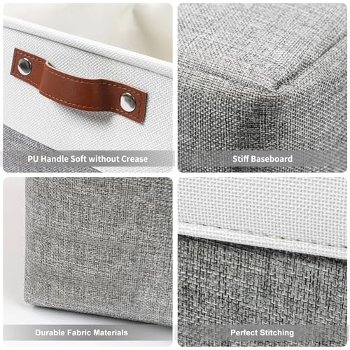 Large Fabric Storage Baskets 3 Pack for Shelves and Closets Grey