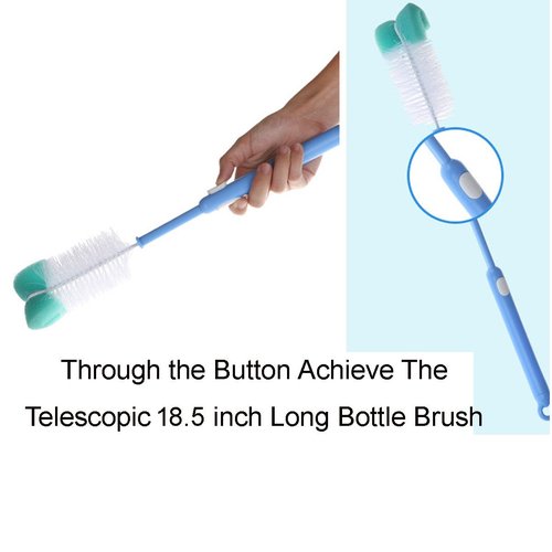 2 Pack Long Bottle Cleaning Brush for Long and Narrow Neck Beer, Wine, Kombucha, Bottles,Nalgene, Pitcher, Carafe, Glass Jars, Brewing Bottle Cleaner,Easy to Clean Corner, 15 to18.5 inch