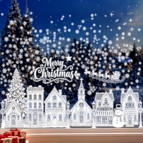White House Window Clings - 9 Sheets Christmas Window Stickers for Glass - Double-Sided Decor for Party, Home, Classroom, Office - JOYGATHER